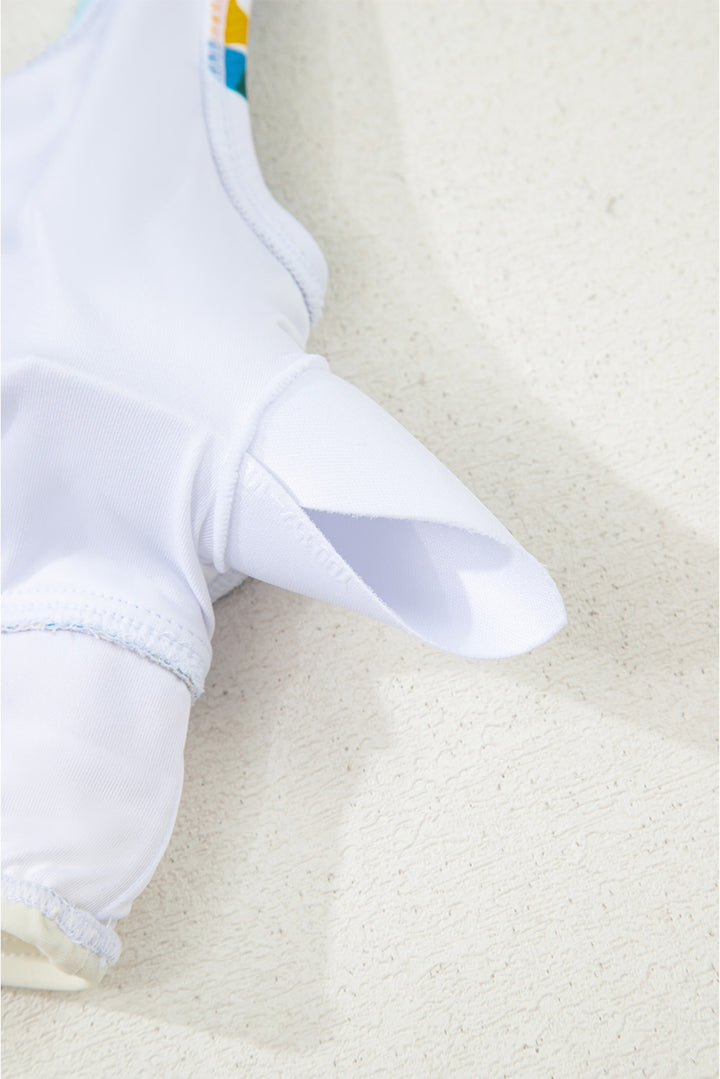 Green Floral Print Racerback Cutout High Waist 2pcs Bikini