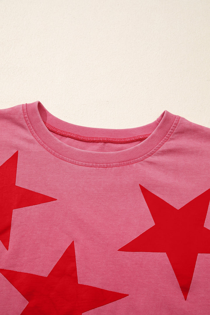 Independence Day Star Printed Mineral Wash T Shirt