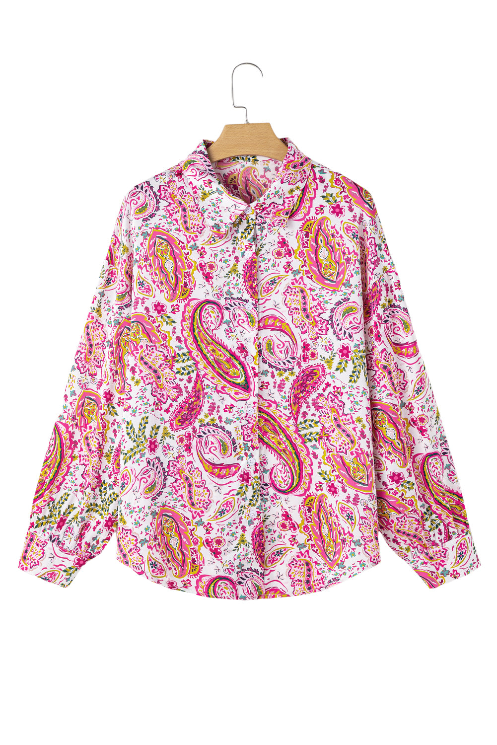 Pink Floral Paisley Print Boho Shirt