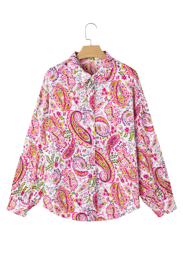 Pink Floral Paisley Print Boho Shirt