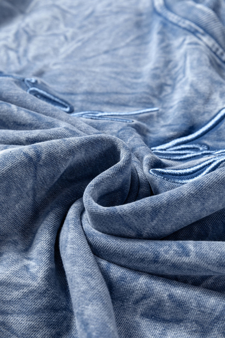 saved by grace Letter Embroidery Mineral Wash Loose Sweatshirt