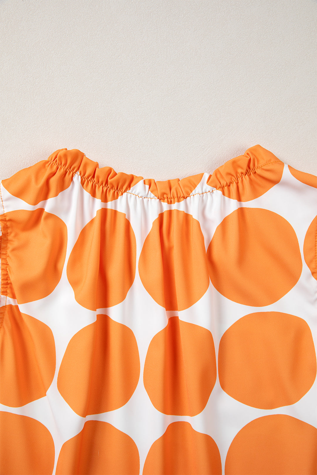 Polka Dot Print Frilled Round Neck Shift Tank Top