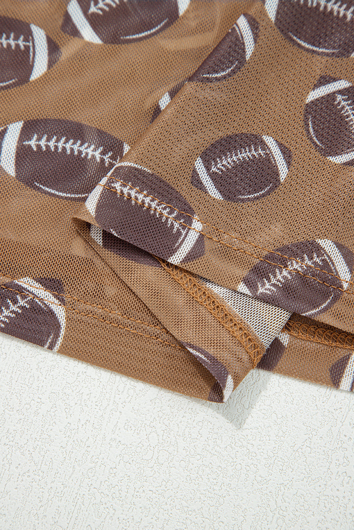 Game Day football Mesh Sheer Long Sleeve Top