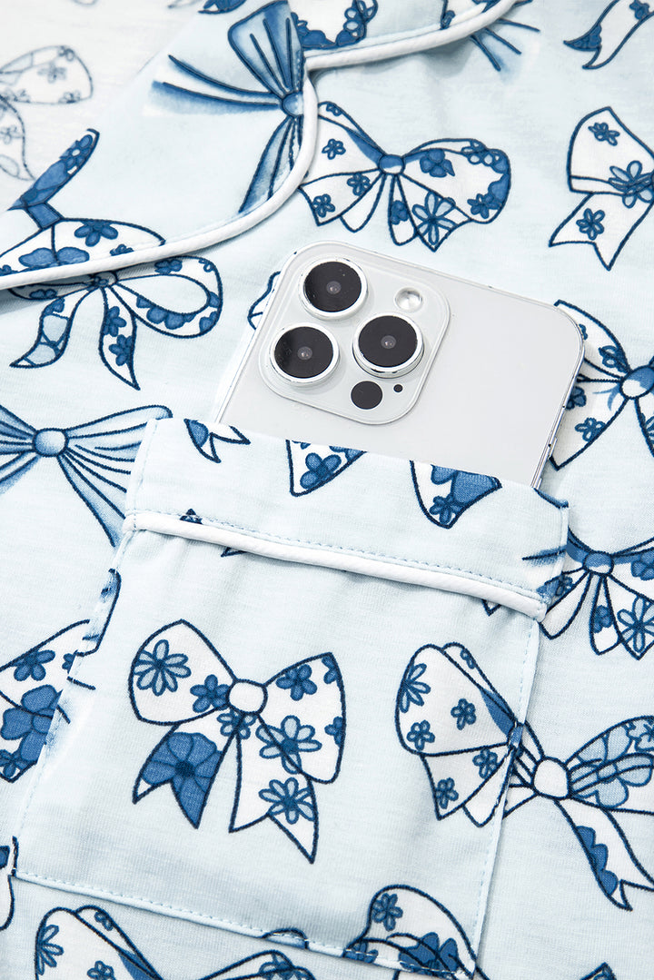 Bow Print Short Pajama Set