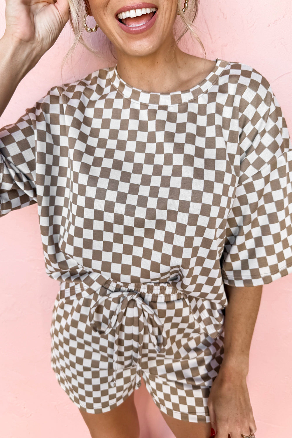 Checkered Top and Short Casual 2pcs Set