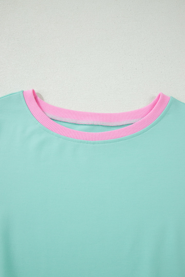 Colorblock Edge Drop Shoulder T Shirt and Skort 2Pcs Set