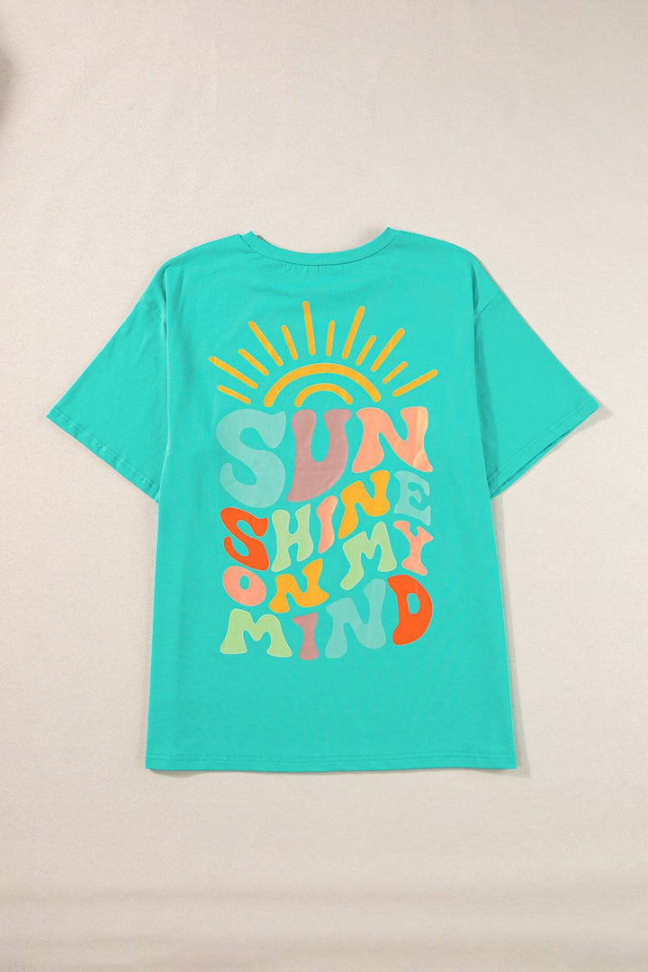 a t - shirt with the words sun shines on it