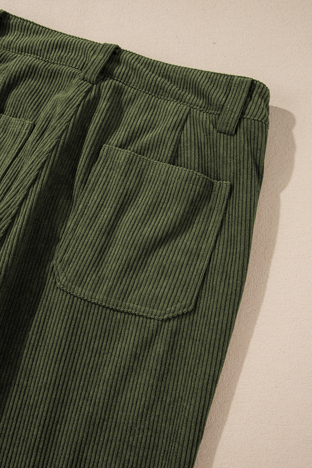 High Waist Square Pockets Corduroy Pants