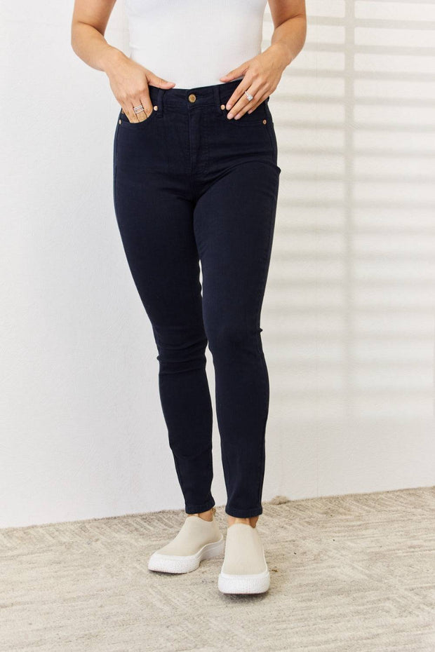 Judy Blue Full Size Garment Dyed Tummy Control Skinny Jeans - NAVY / 0