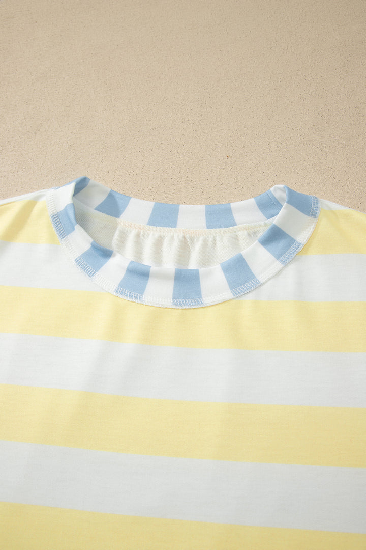 Stripe Exposed Seam Contrast Patchwork Oversized Top
