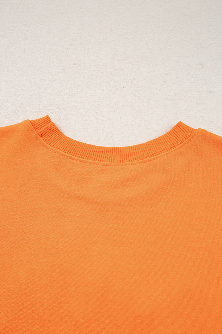 Grapefruit Orange Spooky Graphic Halloween Crew Neck Holiday Sweatshirt