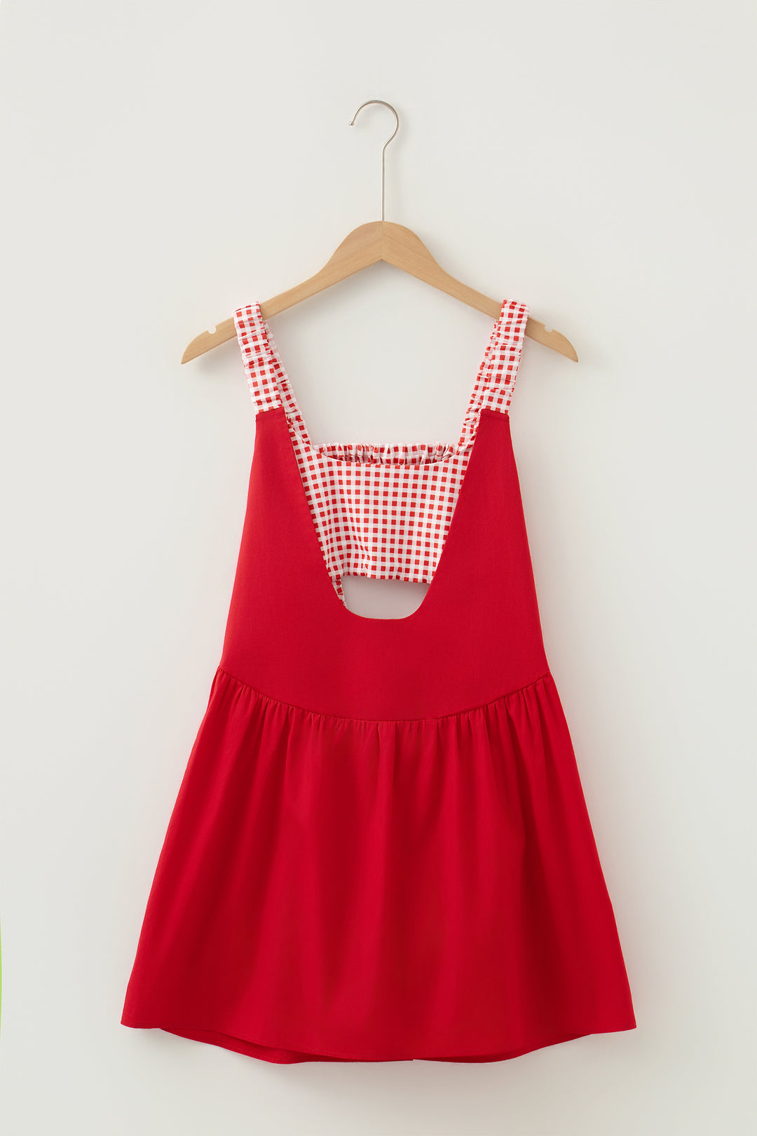 Two Piece Gingham Contrast Patchwork Loose Mini Dress