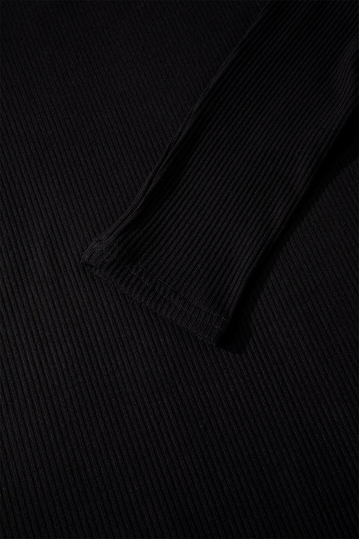 Ribbed Long Sleeve Crew Neck Solid Color Bodysuit