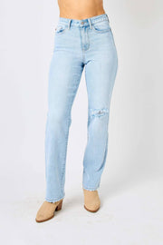 Judy Blue Full Size High Waist Distressed Straight Jeans -