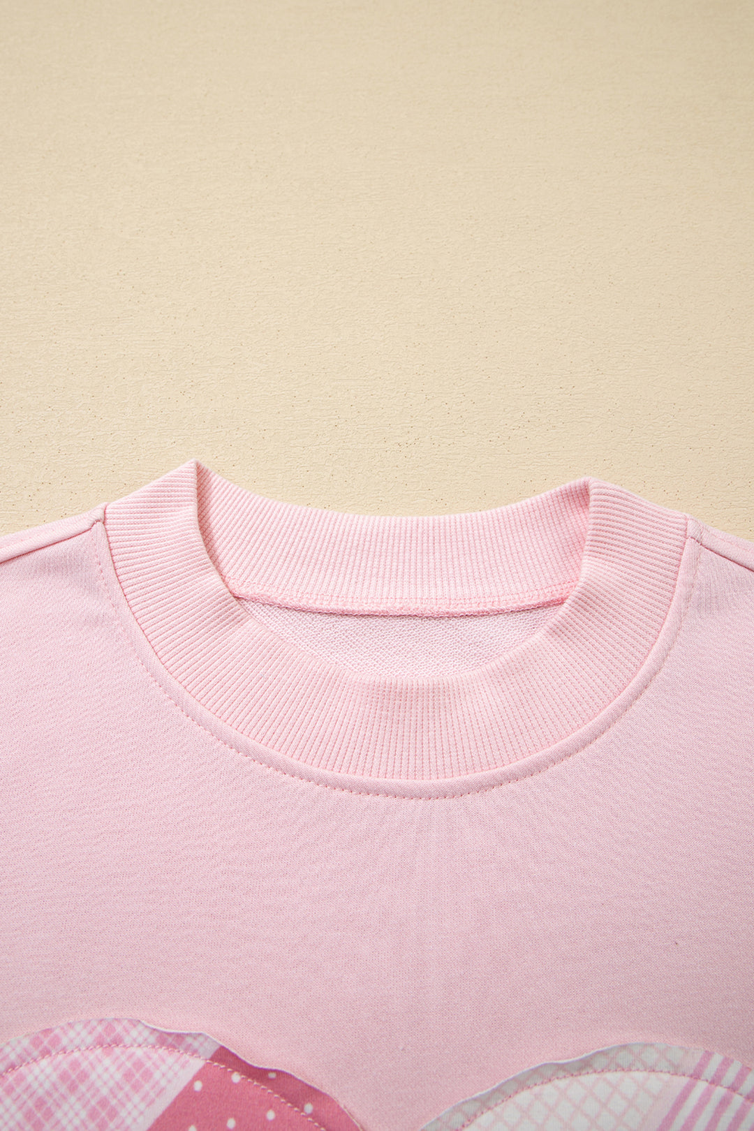Light Pink Sweetheart Patchwork Mockneck Oversize Sweatshirt