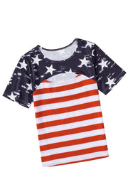 American Flag Cut Out Short Sleeve Crew Neck T Shirt -
