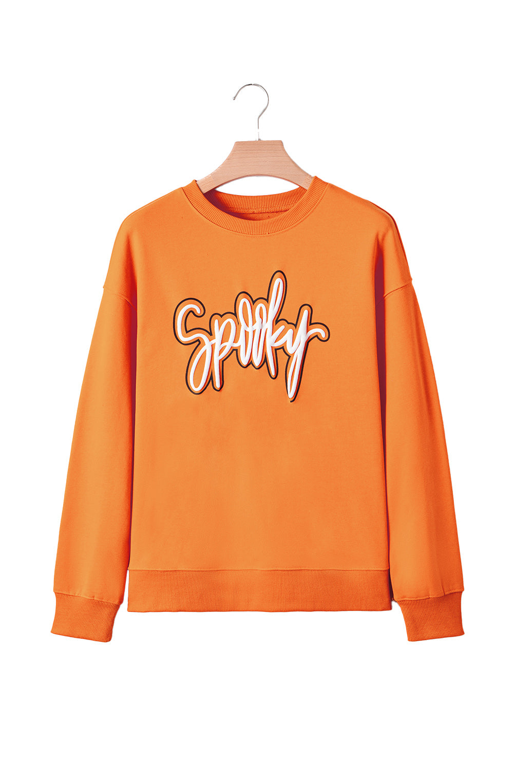 Grapefruit Orange Spooky Graphic Halloween Crew Neck Holiday Sweatshirt
