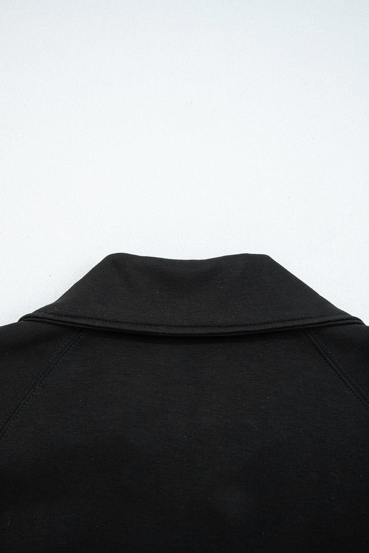 Zip Collar Long Sleeve Top Drawstring Pants Set