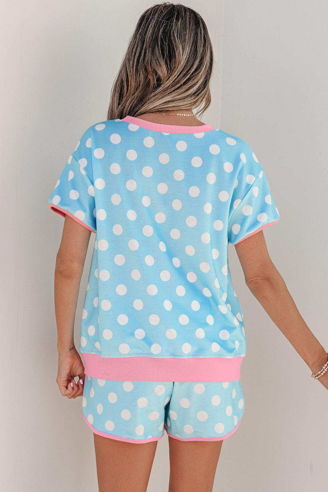 Polka Dot Contrast Edge Casual Short Set