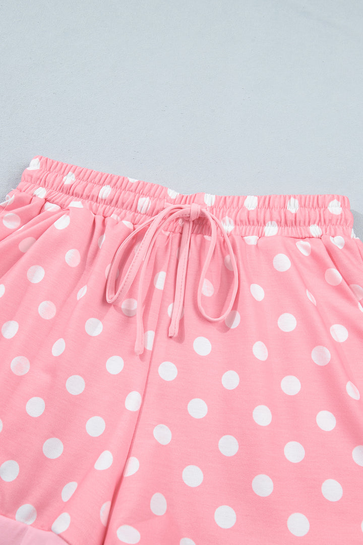 Polka Dot Oversized Top Drawstring Short Set