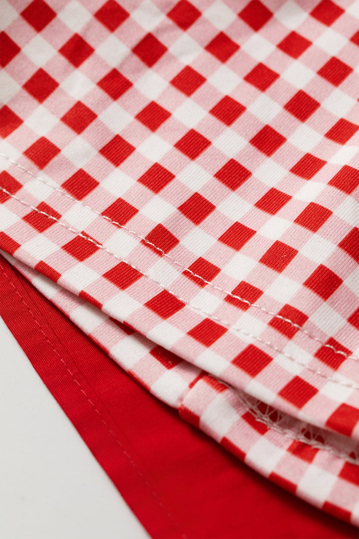 Two Piece Gingham Contrast Patchwork Loose Mini Dress