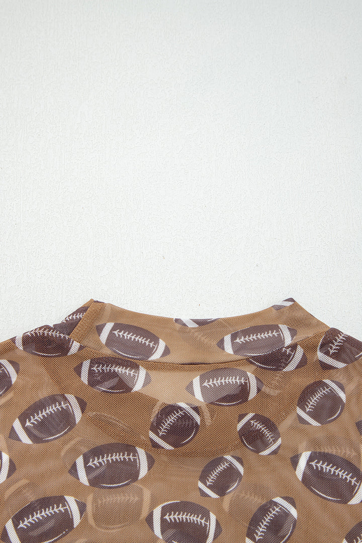 Game Day football Mesh Sheer Long Sleeve Top