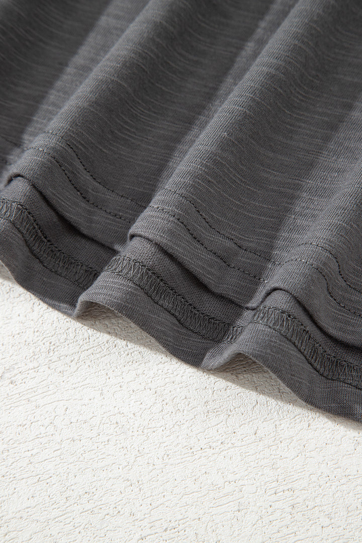 Dark Grey Double Ruffled Short Sleeve Plus Size Top