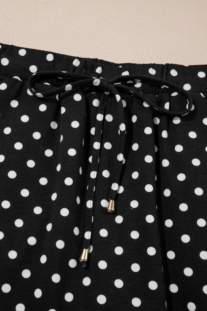 Polka Dot Drawstring Casual Mini Skort