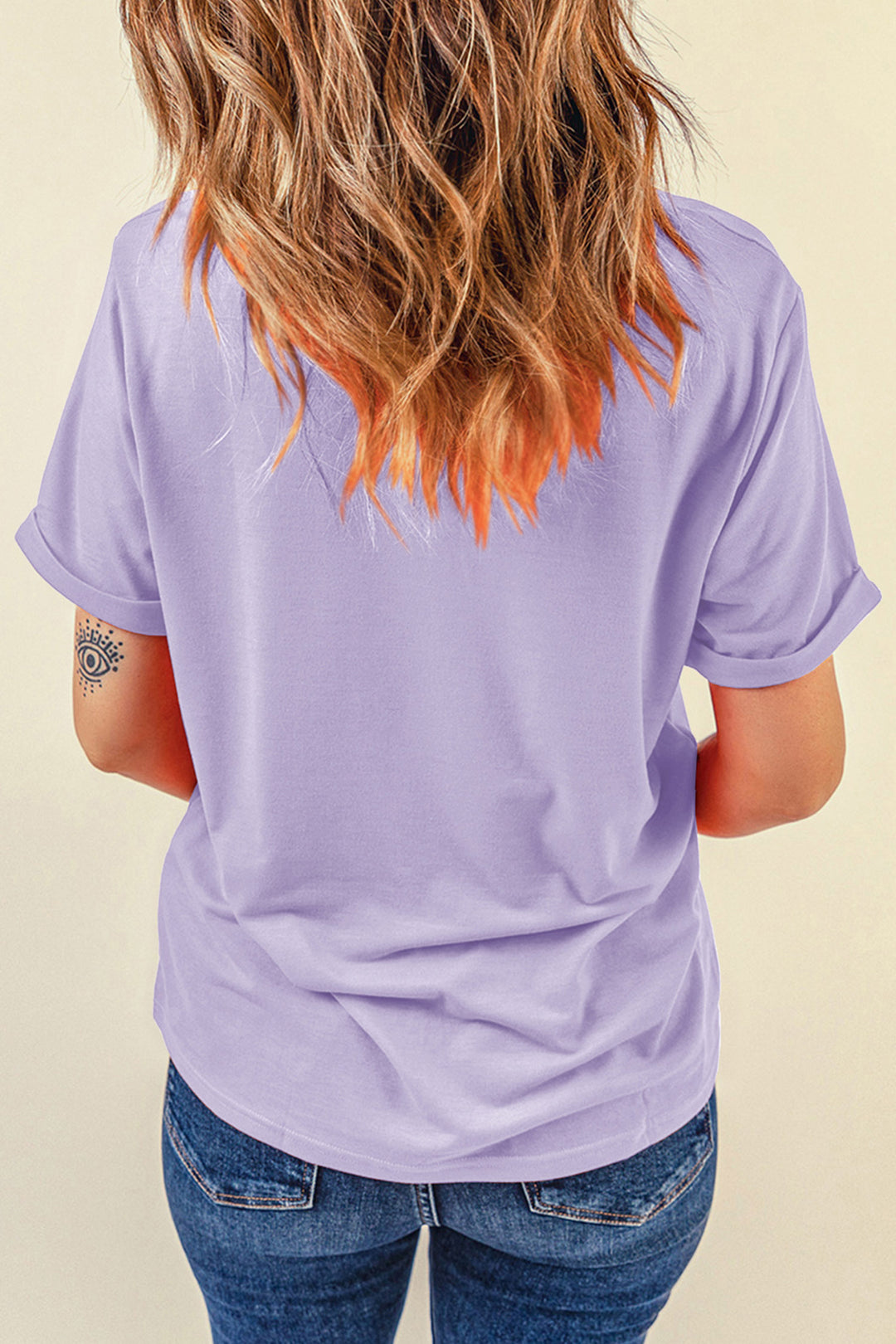 Orchid Petal Halloween Trick or Treat Slogan Graphic Round Neck T-Shirt