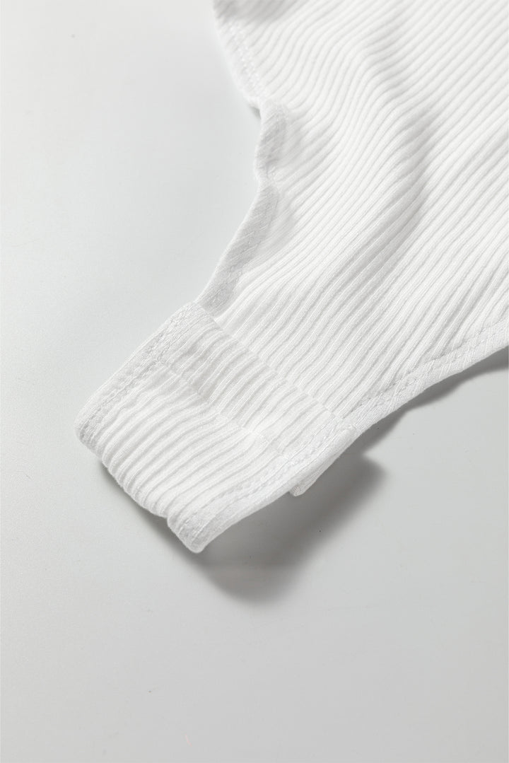 Ribbed Long Sleeve Crew Neck Solid Color Bodysuit