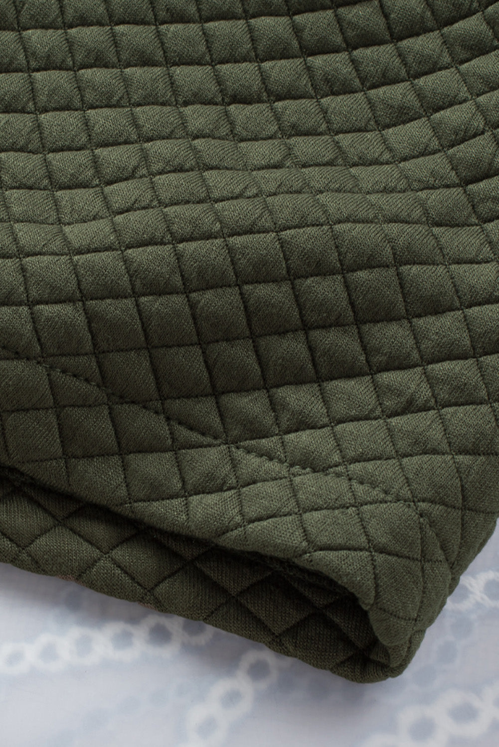 Green Color Block Patchwork Flap Pocket Quilted Shacket -