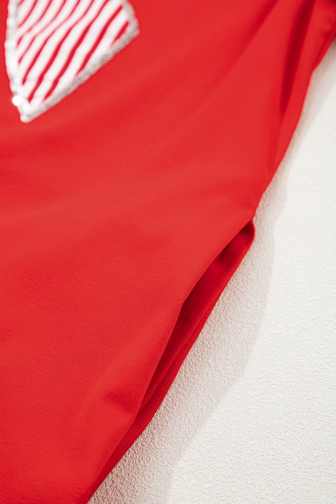 Fiery Red Sequin Trim Stars and Stripes Bow Patched T Shirt Mini Dress