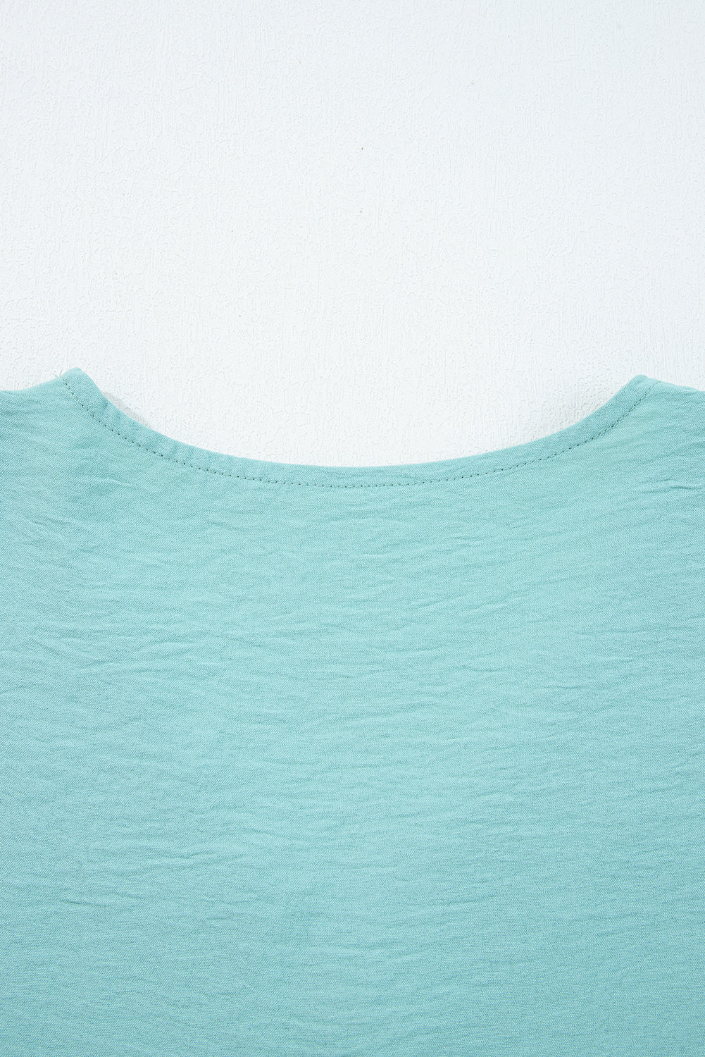 Frilled V Neckline Bracelet Sleeve Crinkled Blouse