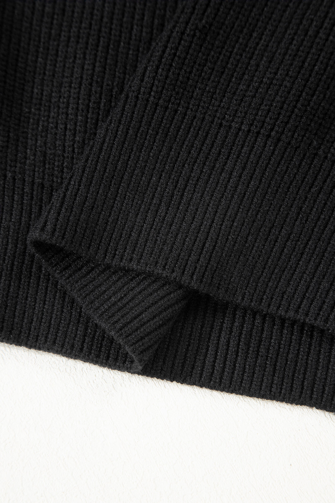 Ribbed Knit Ribbon Knot Backless Drop Shoulder Sweater