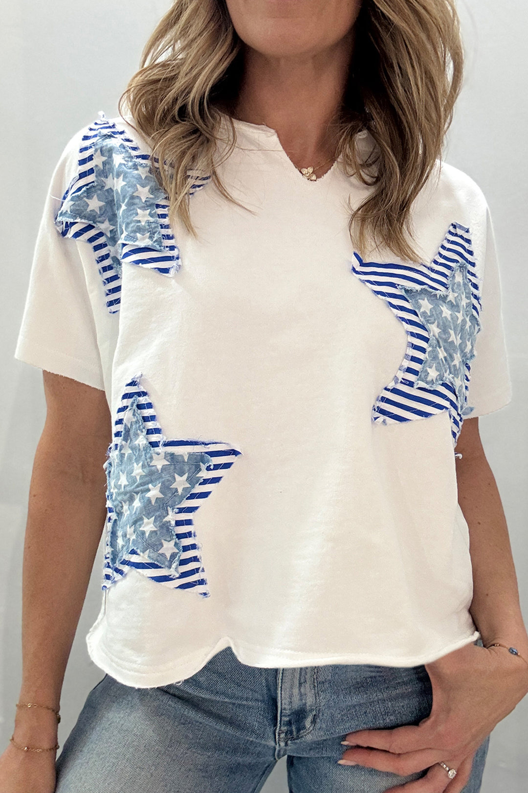 Patriot Star Patched Notched Neck Mineral Washed Tee