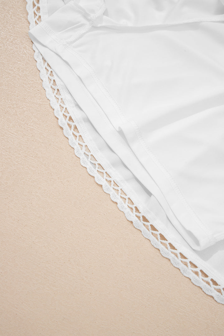 Plus Size Frilled Elastic Waist Lace Trim Boho Ruffled Shorts