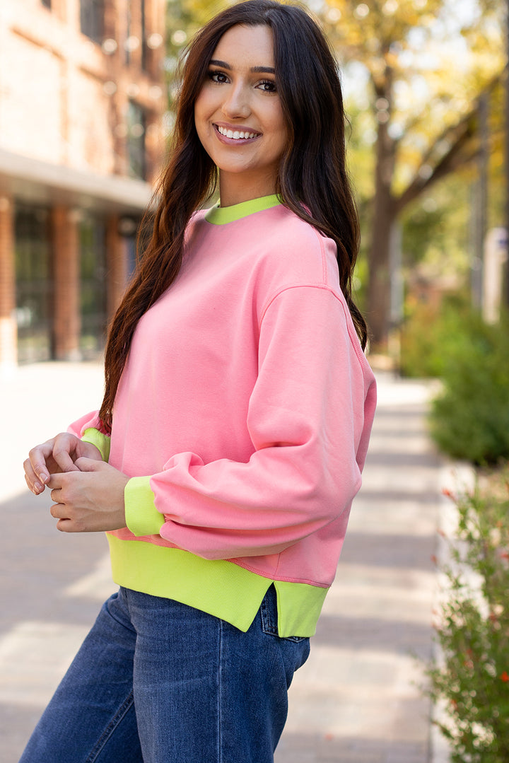 Colorblock Bubble Sleeve Sweatshirt