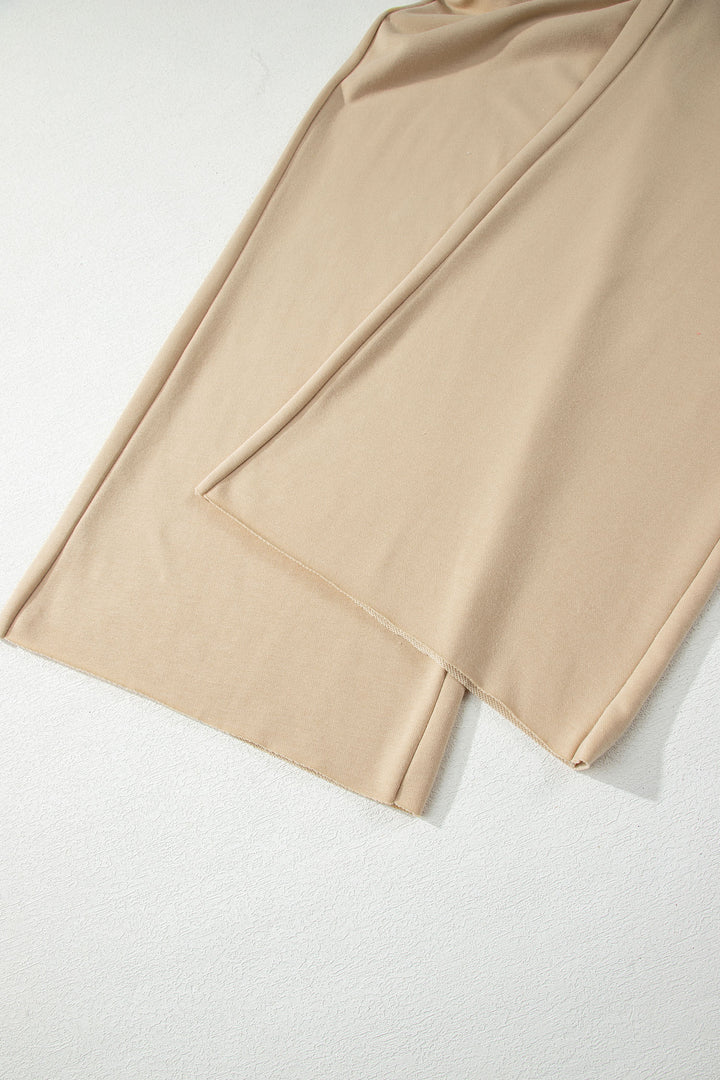 Solid Color Loose Tee Drawstring Wide Leg Pants 2pcs Outfit