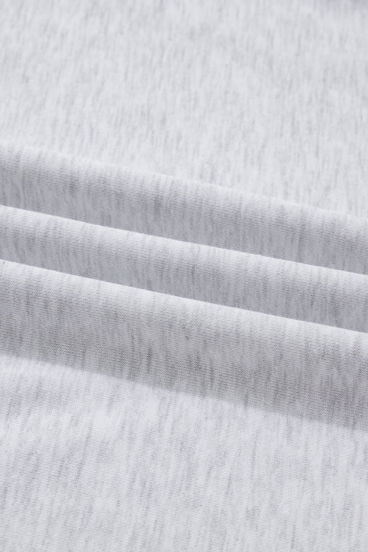 Light Grey Girly Bow Embroidered Puff Sleeve Pullover Loose Shorts Plus 2pcs Outfit