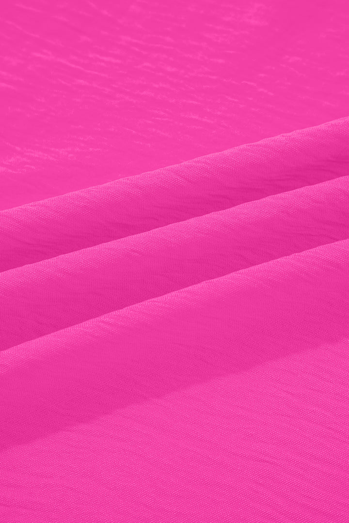 Frilled V Neckline Bracelet Sleeve Crinkled Blouse