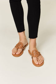 Forever Link Cutout PU Leather Open Toe Sandals - TAN / 6