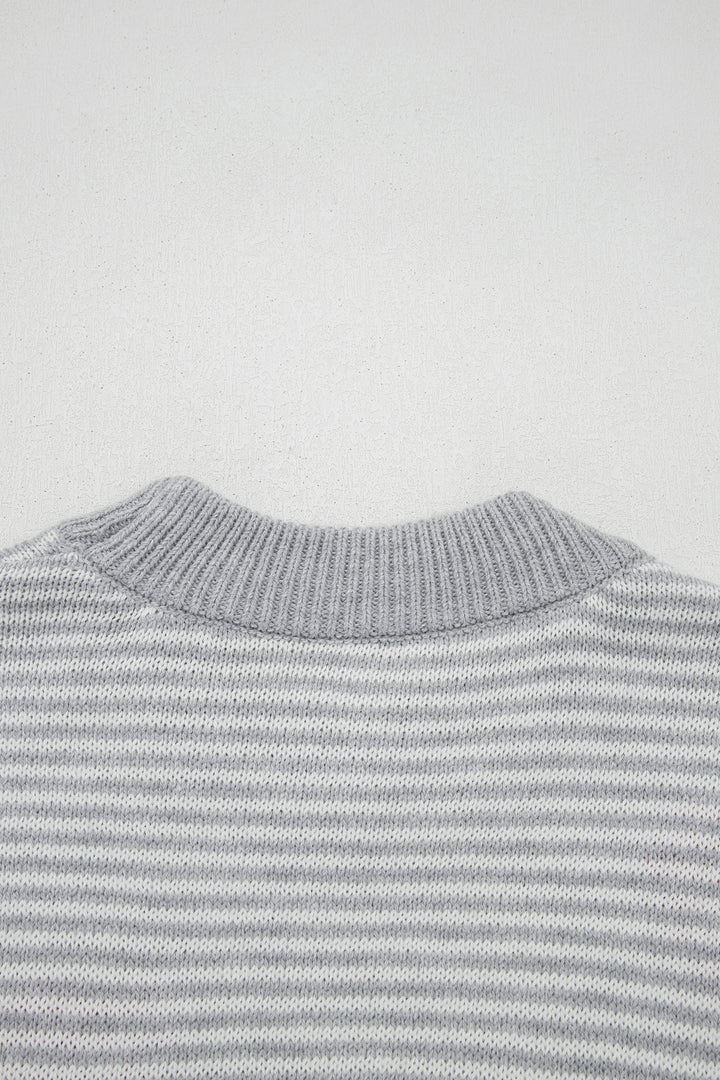 Stripe Contrast Heart Pattern Valentine Knit Sweater