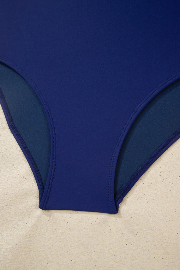 Stitched Trim V Neck Textured Mix and Match High Waist Bikinis