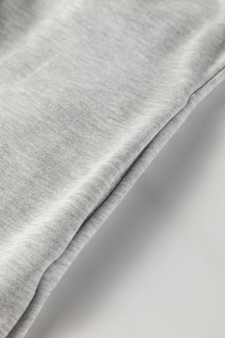 Light Grey Striped Trim V Neck Long Sleeve Preppy T Shirt Dress