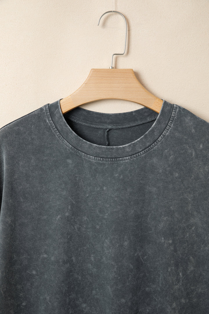 Solid Color Cotton Mineral Washed Oversize Tee