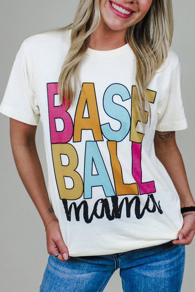 a woman wearing a t - shirt that says base ball mamas