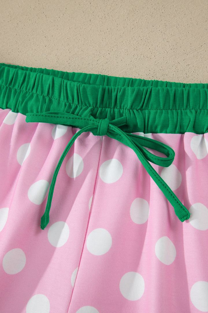 Polka Dot Contrast Edge Casual Short Set