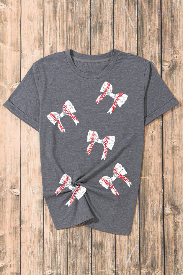 a gray shirt with red and white birds on it