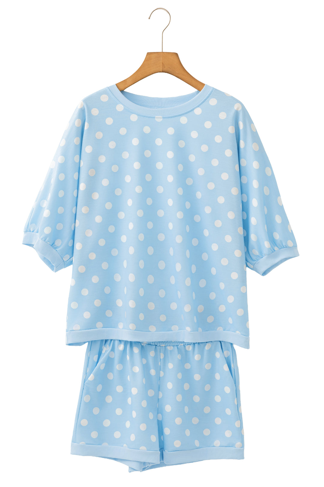Polka Dot Oversized Top Drawstring Short Set