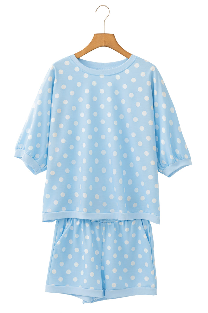 Polka Dot Oversized Top Drawstring Short Set